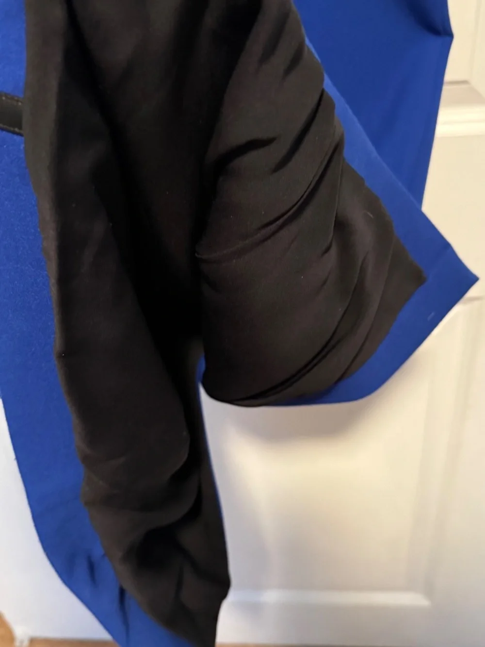 Kimora Lee Simmons Blue Midi Dress Black Leather‎ Trim